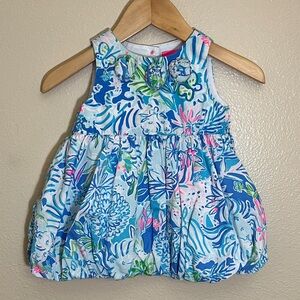 Lilly Pulitzer Blue Pink Floral Cotton Dress
